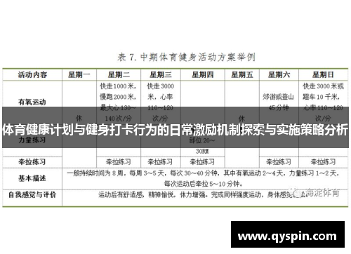 体育健康计划与健身打卡行为的日常激励机制探索与实施策略分析